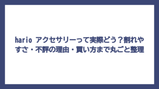 hario アクセサリーって実際どう？割れやすさ・不評の理由・買い方まで丸ごと整理
