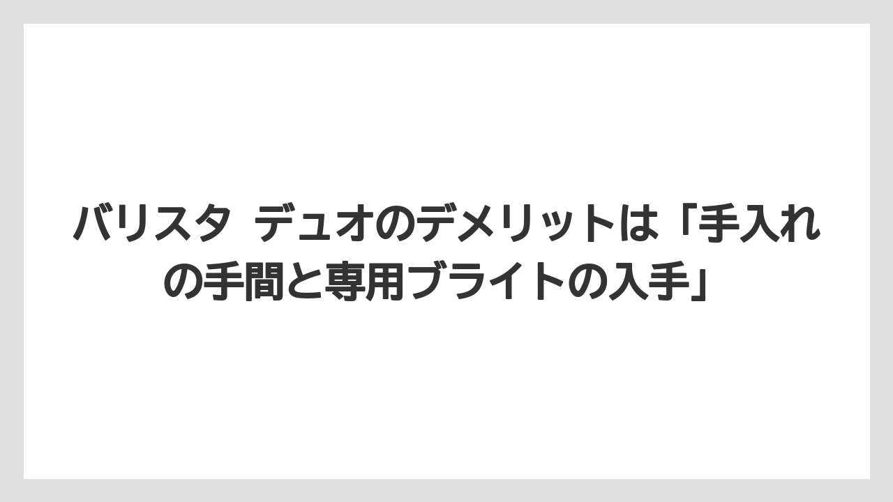 【コーヒー】【セール】【バリスタ】【焙煎】【珈琲】バリスタ デュオのデメリットは「手入れの手間と専用ブライトの入手」