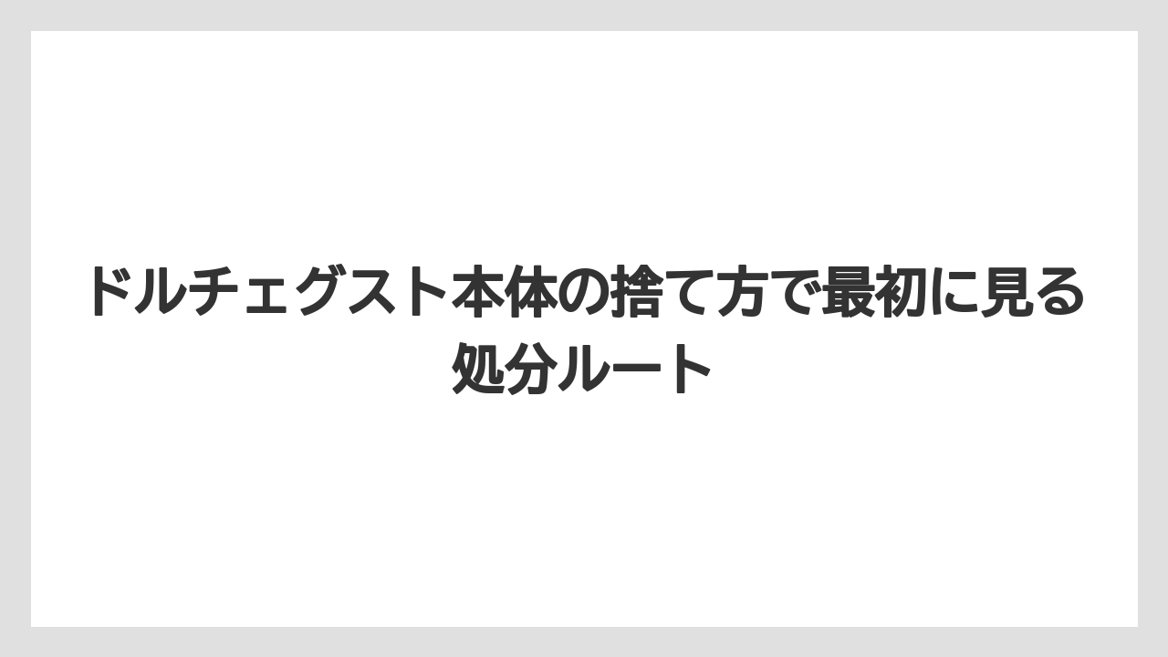 ドルチェグスト本体の捨て方で最初に見る処分ルート