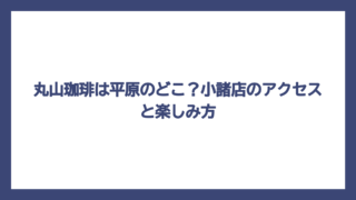 丸山珈琲は平原のどこ？小諸店のアクセスと楽しみ方
