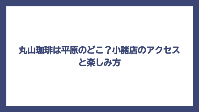 丸山珈琲は平原のどこ？小諸店のアクセスと楽しみ方
