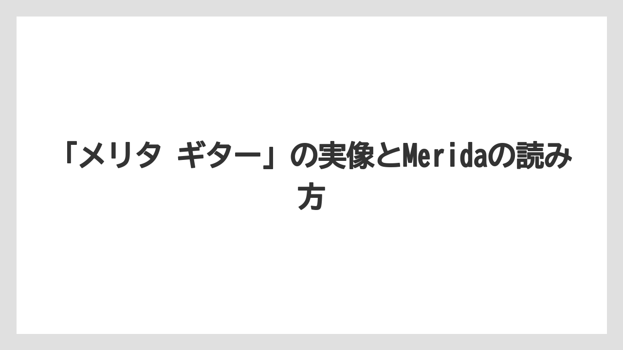【コーヒー】【珈琲】【豆】「メリタ ギター」の実像とMeridaの読み方